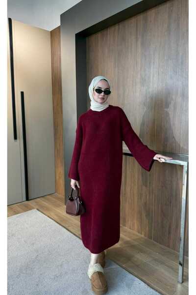 merve ada design Sakallı Yumuşak Triko Elbise