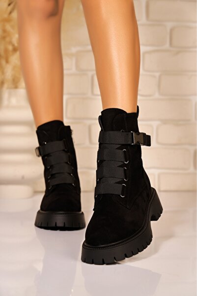 Joana Μαύρες μπότες Lowyn2 με επένδυση από γούνα από τεχνητό σουέτ