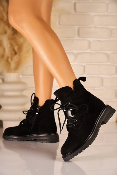 Joana Cizme negre pentru femei cu căptușeală din piele întoarsă artificială, ...