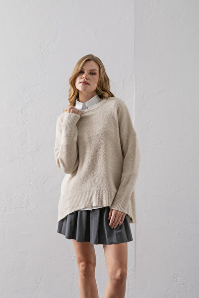 Wega Moda Bisiklet Yaka Oversize Buklet Triko Kazak - Rahat ve Şık | Kaliteli Triko | Trend Kazak