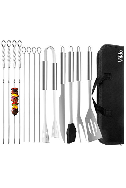 Other Zestaw przyborów do grilla stalowy z etui 14 el.