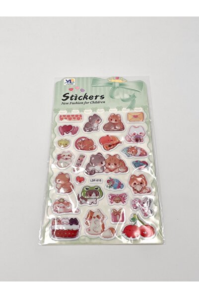 Krizantem Journal Sevimli Hayvan Temalı Puffy 3D Çıkartma Sticker Seti – Günl...