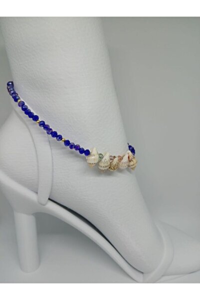 PINARIN TAKI DÜNYASI AKSESUAR Blue Bead Sea Shell Anklet