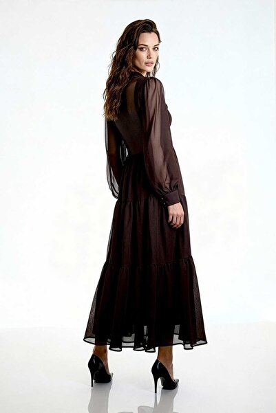 UTOPIAN Zincir Detaylı Transparan Elbise