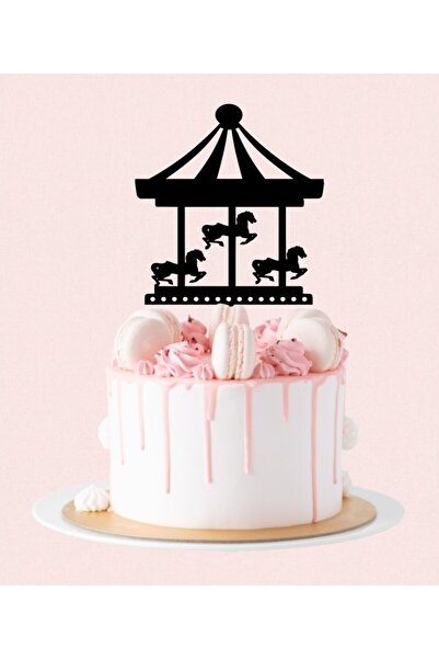 Bloom Atelier Cake Topper Aniversare Botez, Carusel, Plexiglas Negru