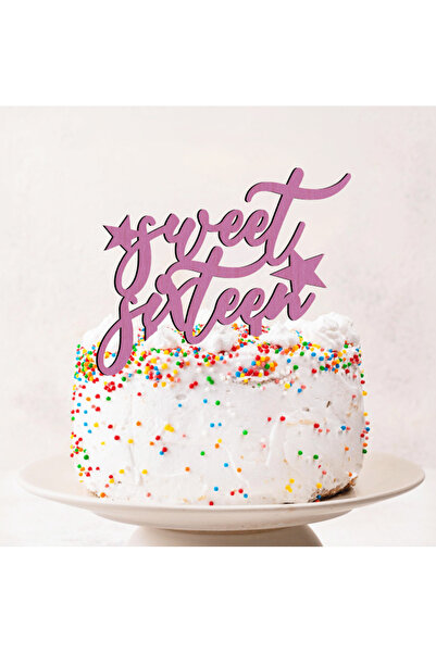 Bloom Atelier Cake Topper Aniversare, Sweet Sixteen, Lemn Vopsit Lila