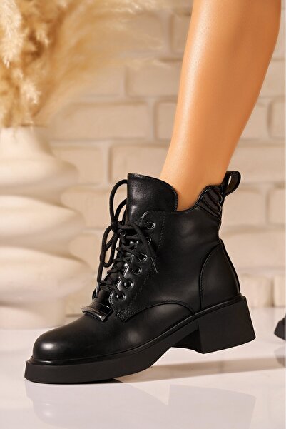 Joana Ghete de damă negre din piele ecologică cu căptușeală de blană