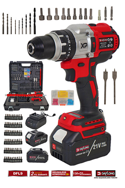 DAFLONG KÖMÜRSÜZ ÇELİK MANDREN 21V 13MM KÖMÜRSÜZ ŞARJLI DARBELİ MATKAP DFL-9