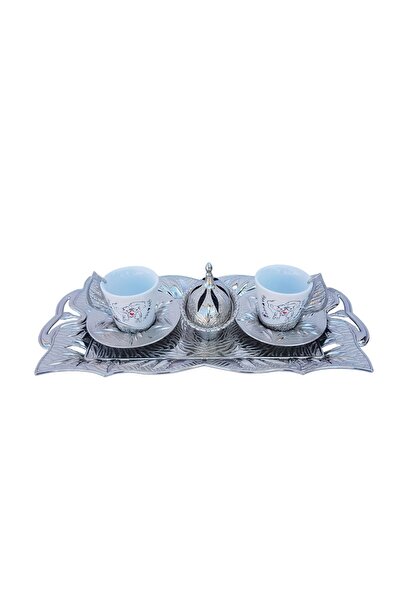 Sena Set cafea turceasca cu desen LOVE, 11 piese, Sena, argintiu