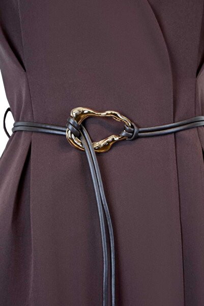 UTOPIAN V Yaka Kemerli Elbise