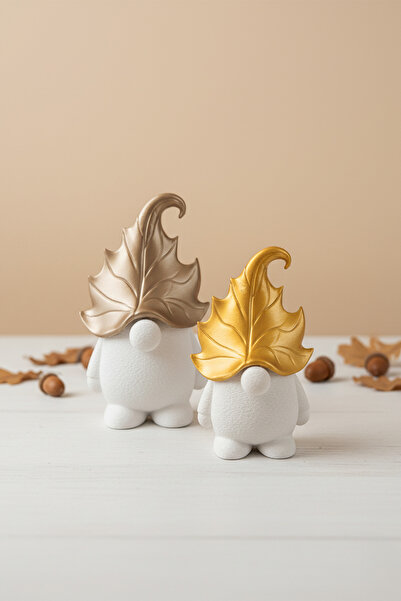 Obaco Sevimli Yaprak Cüce Biblo Seti, 2li Sonbahar Temalı Dekoratif Raf Süsü ...