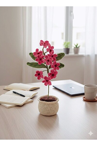 HENERA زهرة أزرق بلون الكوبالت ıda محبوكة يدويًا / زهرة صناعية / عيد الحب / ه...