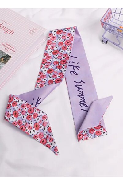 chibi Λιλά & Ροζ Λουλουδάτο Φουλάρι διπλής όψης/ Κορδέλα μαλλιών/ Ζώνη/ Αξεσο...