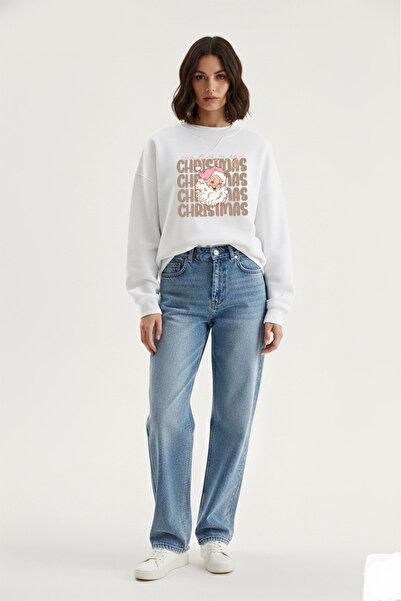 LORVEX قصة فضفاضة سترة مطبوعة بطبعة سانتا كلوز لعيد الميلاد المجيد للجنسين