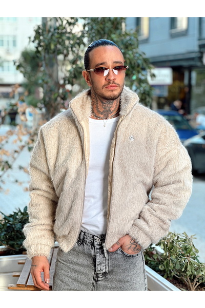 manch collection Oversize Kürk Mont Krem