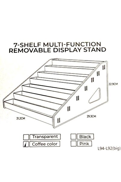 global fashion Multifunctional display stand with 7 shelves, mobile, brown