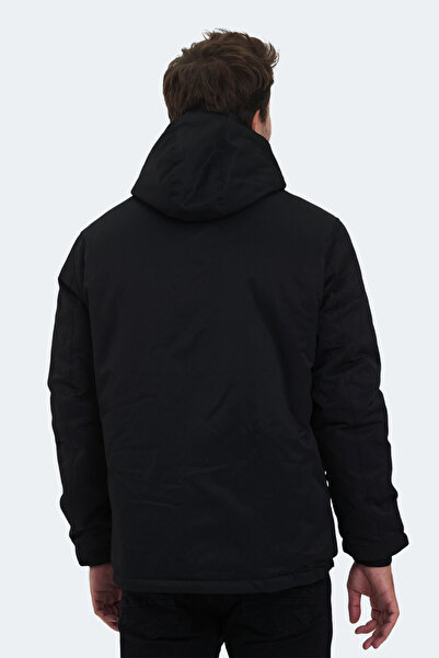 Slazenger HALDOR IN Ανδρικό με κουκούλα φουσκωτό μαύρο παλτό & καπέλο