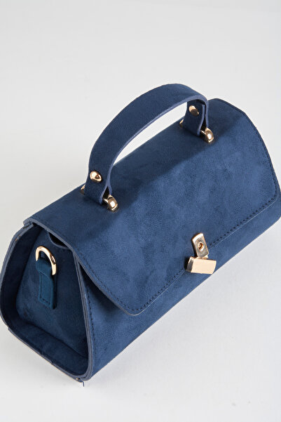 Vivaq Kadın Lacivert Frezya Süet Tasarım Çıt Çıt Kapama El Kol Ve Omuz Çantası