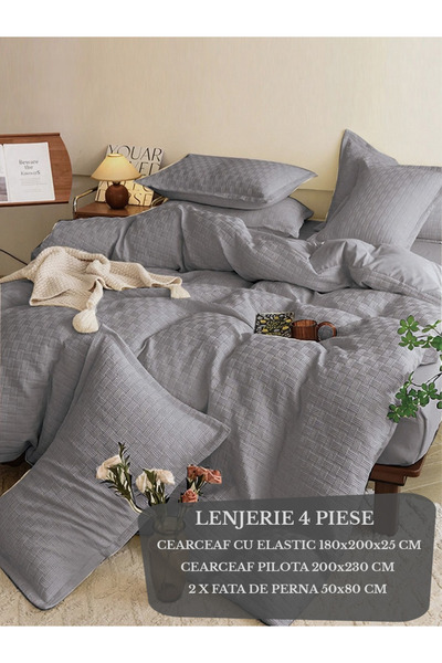 Patul Bed Linen, Fine Crepe Cotton, 4 Pieces, Fitted Sheet