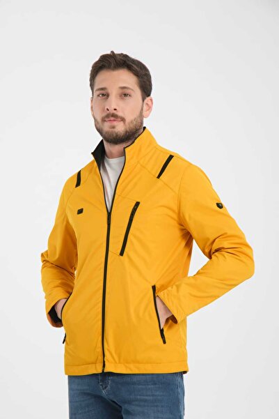 Wise Чоловічий весняний куртка з жовтим застібкою-блискавкою, підкладкою з трикотажу та вітрозахистом
