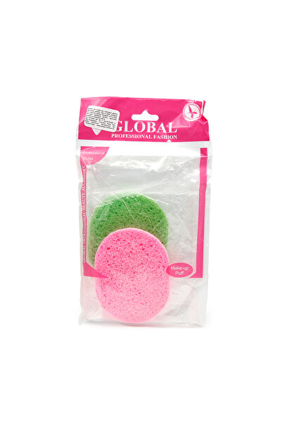 global fashion Set of 2, facial cleansing sponge, oval, pink/green