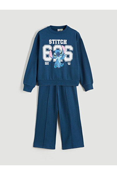 LC Waikiki LCW Kız Çocuk Angel Ve Stitch Baskılı Sweatshirt Ve Eşofman Alt