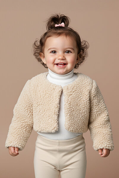 Minika Baby Girl Plush Bolero – Soft Textured, Stylish and Warm Mini Jacket