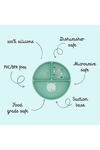SASSI Farfurie din silicon cu 3 compartimente pentru diversificare - Ursuleț de pluș, JUNIOR, 6 luni+
