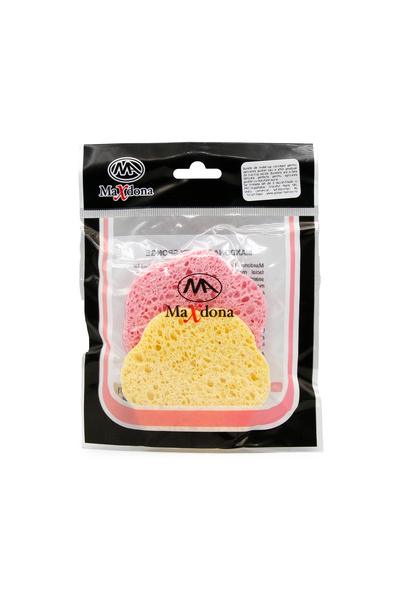 global fashion Set of 2 facial cleansing sponges, flower-shaped, pink/yellow