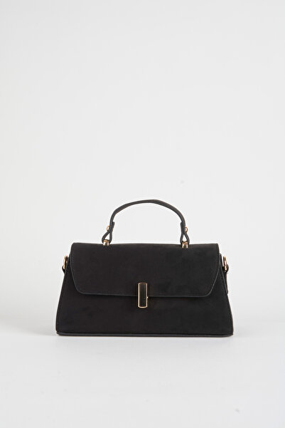 Vivaq Women's Black Freesia Suede Design Snap Closure Handbag and Shoulder Bag