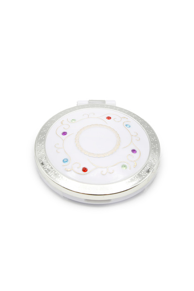 global fashion Double mirror for purse, round, white 2