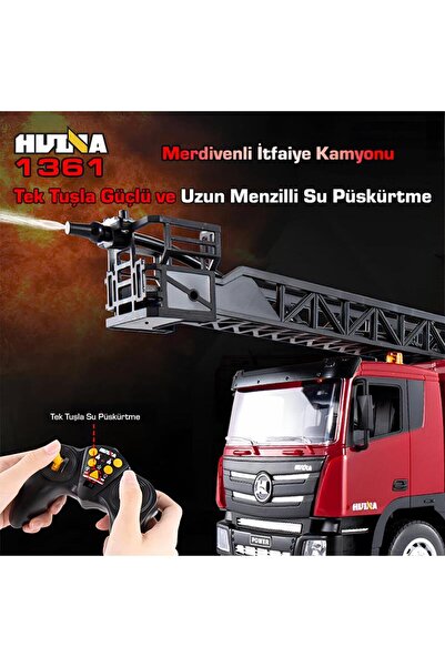 Huina 1361 1/18 15CH RC Model Uzaktan Kumandalı Merdivenli Yangın Söndürme İtfaiye Kamyonu İş Makine