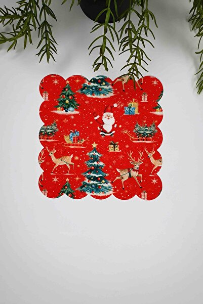 decofav Santa & Friends Christmas Friends Design Laser Cut Cocktail Napkin 1 Piece