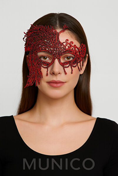 Munico 2 Adet Kırmızı Dantel Balo Maskesi – Tavus Kuşu Esintili, Zarif Parti ...