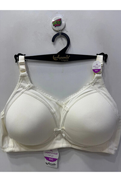 NERGIZ Women's Unpadded Shaping / Sculpting Lace Detailed Ecru Bra