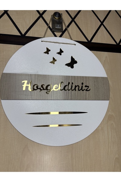 Elif Design Gold Mdf Kapı Süsü Hoşgeldiniz