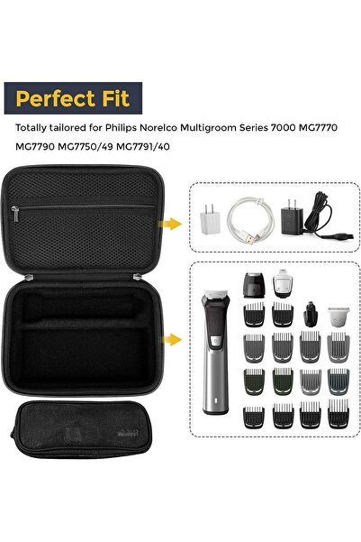 PROCASE Hard Carrying Case for Philips Norelco Multigroom Series 7000 (MG7750/49, MG7770, MG7790, MG7791/40)