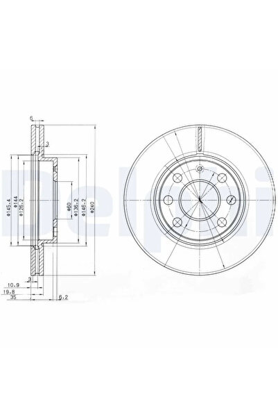 DELPHİ Спирачен диск Opel Corsa B/Corsa C Vauxhall Corsa Model 2/Corsavan Mod...