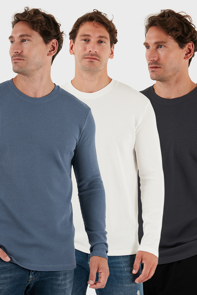 Buratti Tricou din bumbac cu gât crew slim fit basic Pachet de 3 Sweat pentru bărbați SWEAT 5905073S3