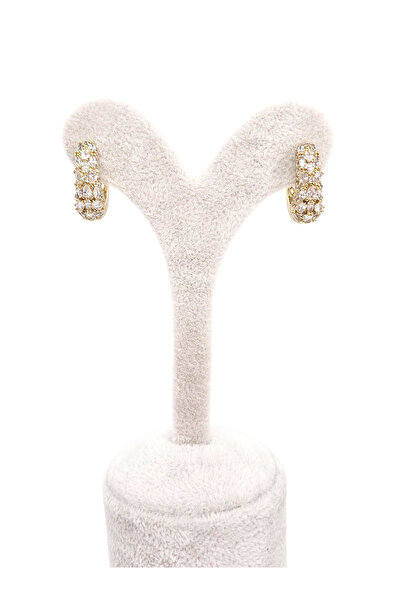 XUPING JEWELRY 14K Gold Renk Taşlı Halka Küpe | Jiro Accessories – XP Baskılı 316L Çelik