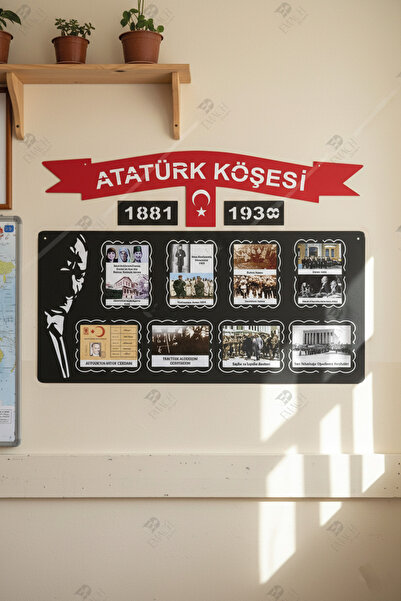 Emach Dizayn Atatürk Köşesi Büyük Boy Ahşap Kırmızı Şeritli Fotoğraflar dahil...