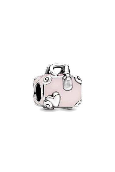 Hector&Co. Jewellery GÜMÜŞ PEMBE DAMGALI VALİZ CHARM