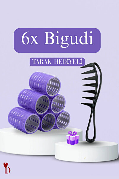 Dami Beauty Büyük Boy Bigudi 6lı Cırtlı Yapışkanlı Saç Bigudisi Saç Şekillend...