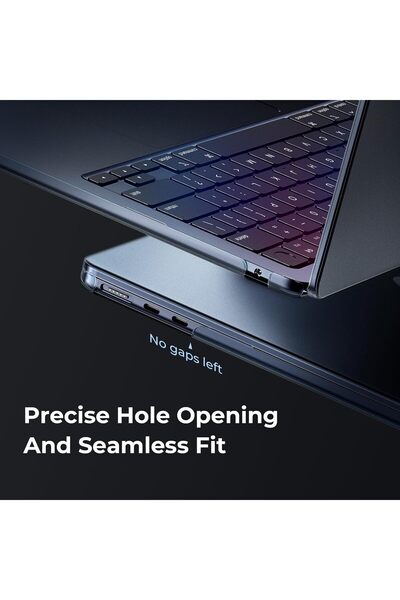 EooCoo Hard Shell Case for MacBook Air 13.6 (M3/M2 A3113/A2681) - Midnight Clear, Polycarbonate