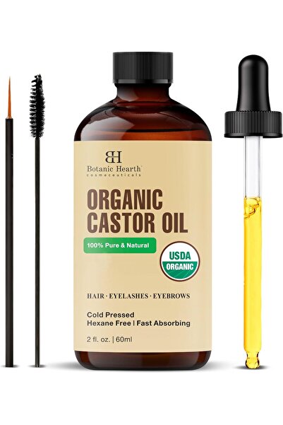 Bonjour زيت الخروع العضوي، وزارة الزراعة الأمريكية، 100% نقي ومعصور على البار...