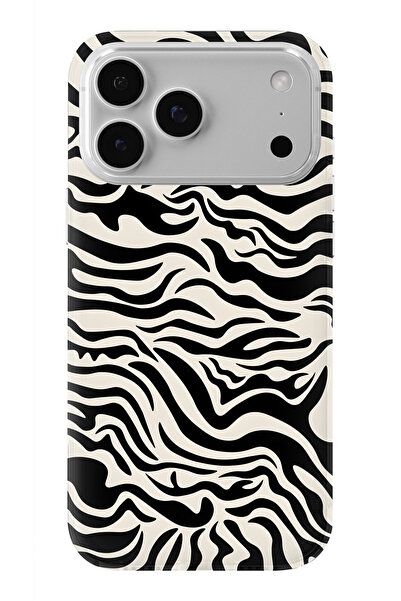 FLAMENKO iPhone 17 Pro Max Uyumlu Zebra Desenli Şeffaf Telefon Kılıfı