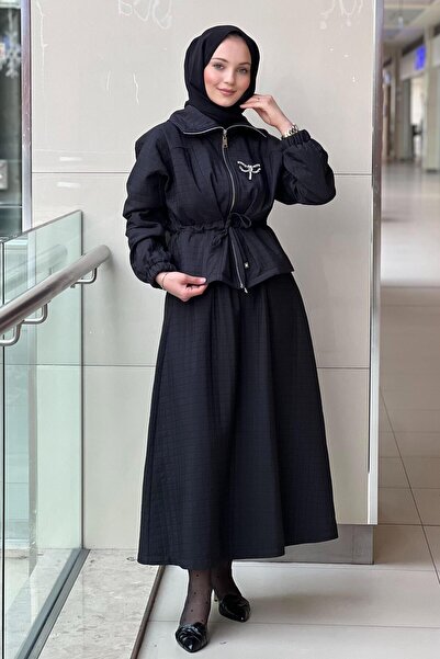 Nuss Quilted Zippered Jacket Skirt Set