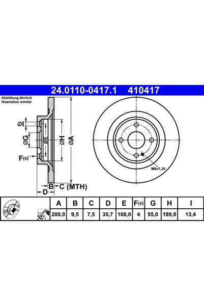 Ate Disc Frana Abarth 124 Spider Fiat 124 Spider