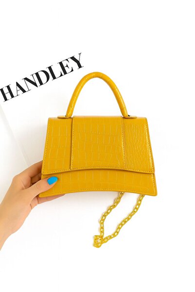 Handley Krokodil Koža Štampano Ruka i Torba za rame – Zlatni Lančani kaiš kom...