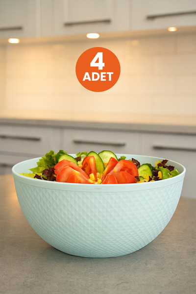 Melkan Home 4 Pcs Large Serving and Storage Bowl 4 Liters Bpa-Free, Multi-Purpose Kitchen Bowl, White Bowl Set